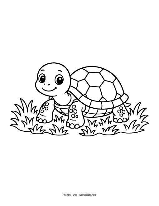 Preview of the Friendly Turtle coloring page