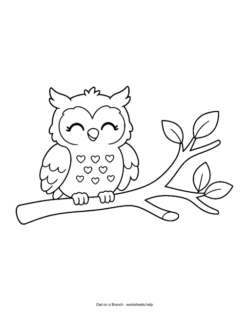 Preview of the Owl on a Branch coloring page