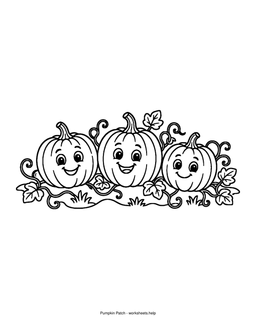 Preview of the Pumpkin Patch printable coloring page