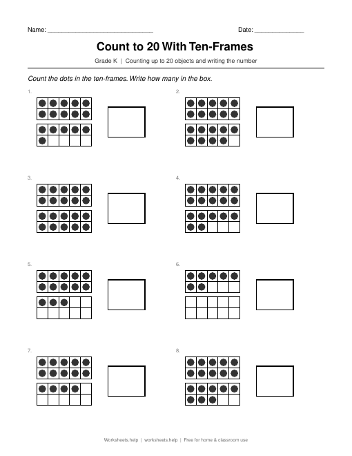 Preview of Count to 20 With Ten-Frames worksheet