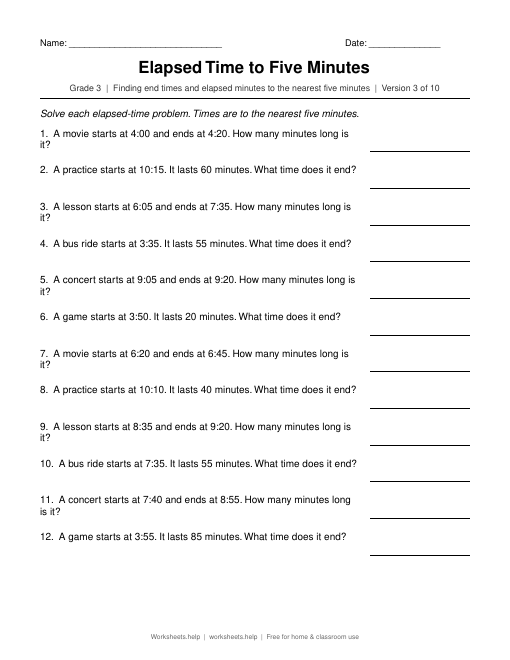 Elapsed Time to Five Minutes, version 3 preview
