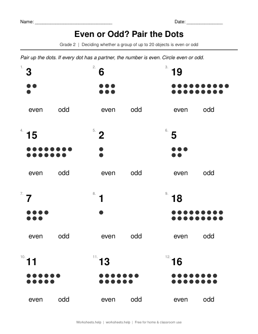 Preview of Even or Odd? Pair the Dots worksheet