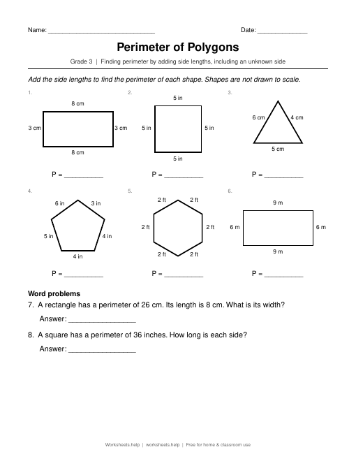 Preview of Perimeter of Polygons worksheet